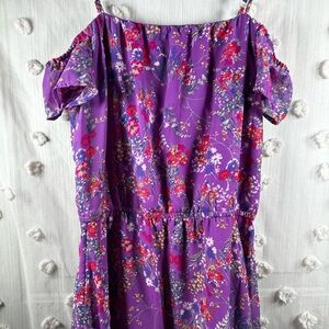 Children's Place Girls’ Purple Floral Dress Size 16 (XXL)